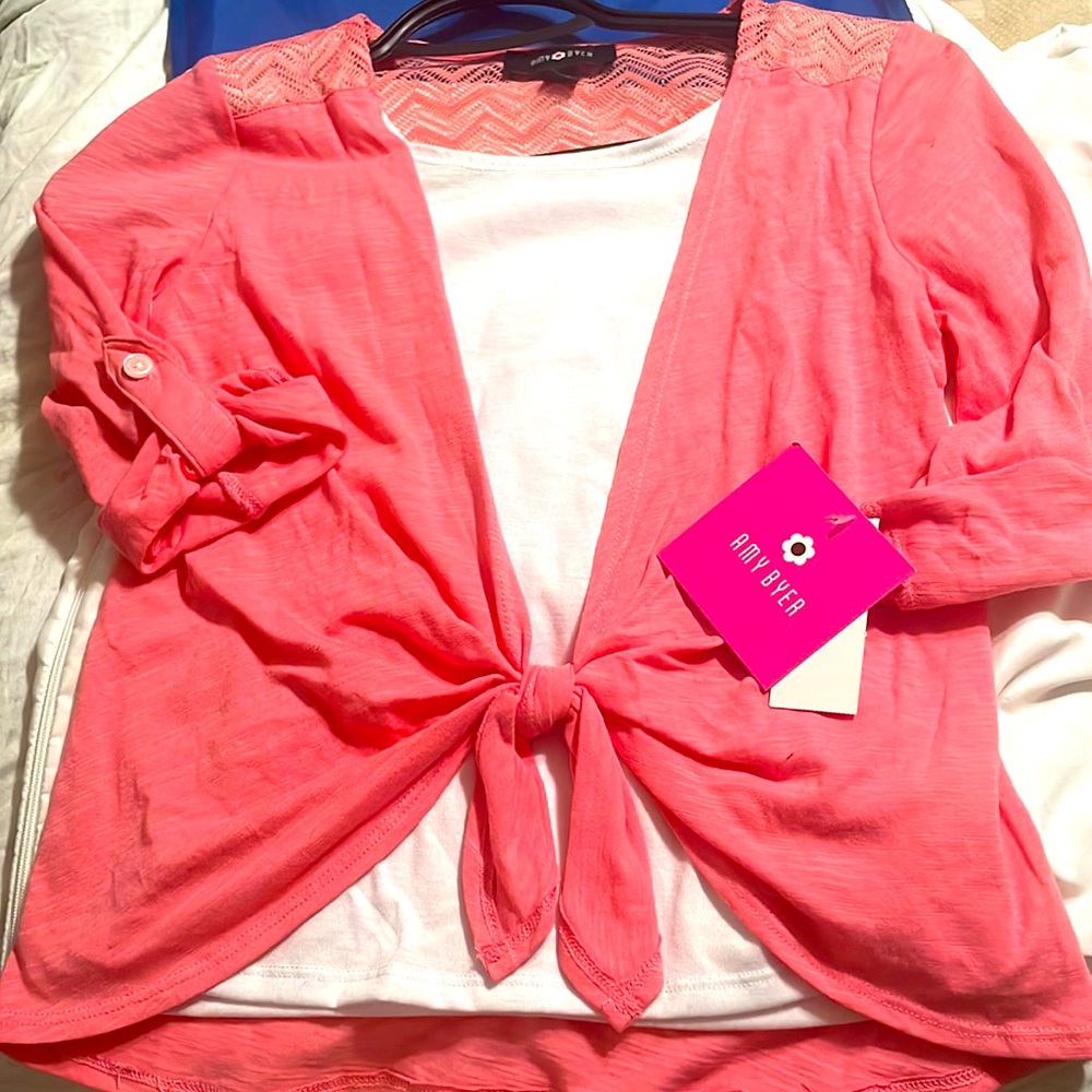 Girls Amy Byer White/Coral Shirt